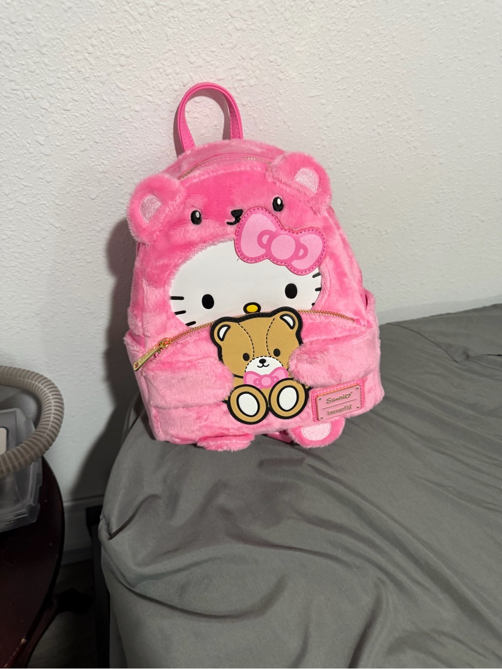 Loungefly Pink Plush Hello Kitty Backpack with Teddy Accent